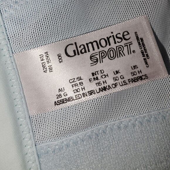 GLAMORISE SPORT Sz 50H NWOT Plus Size MagicLift Baby Blue Sports Bra Wireless - Picture 8 of 9